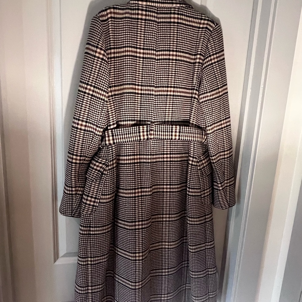 LK Bennett Black and White Plaid Trench Coat - Picture 6 of 12